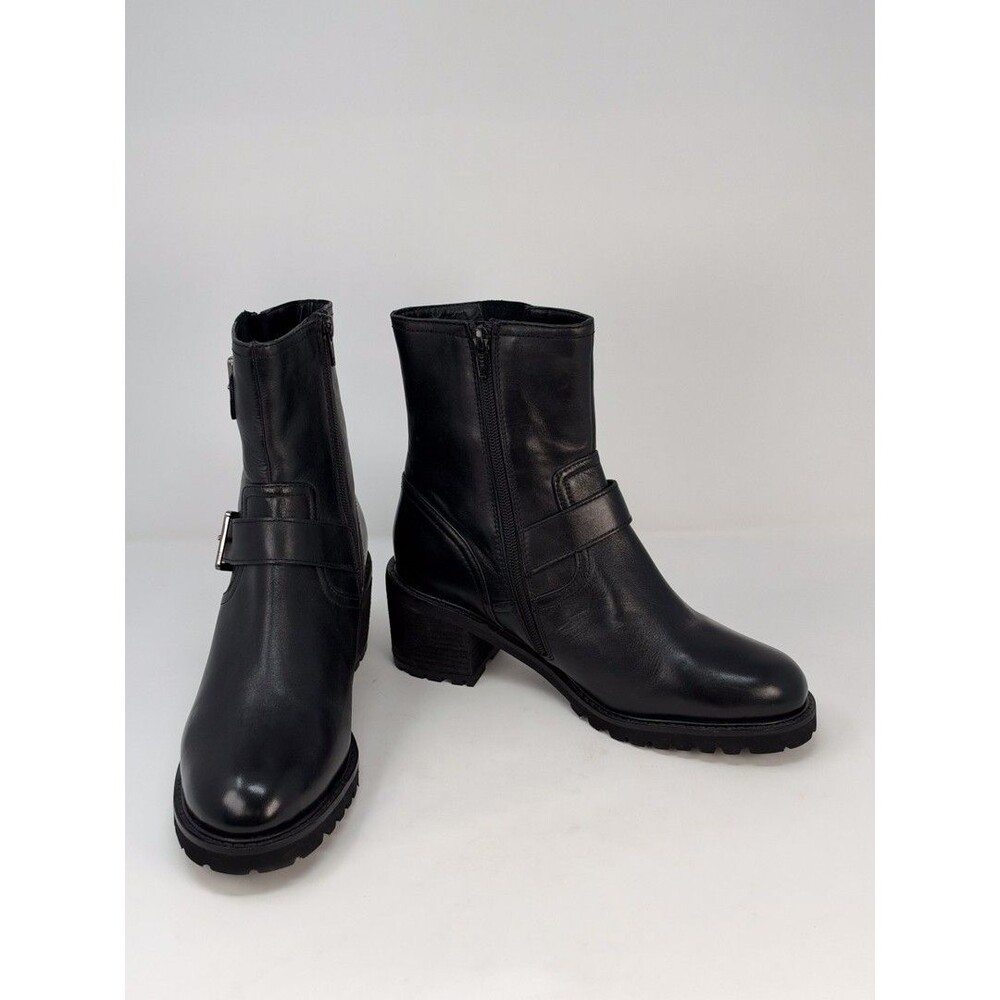 Seychelles Womens Boots Black Leather Run Free Buckle Ankle Heeled Bootie US 8.5 - Picture 3 of 10